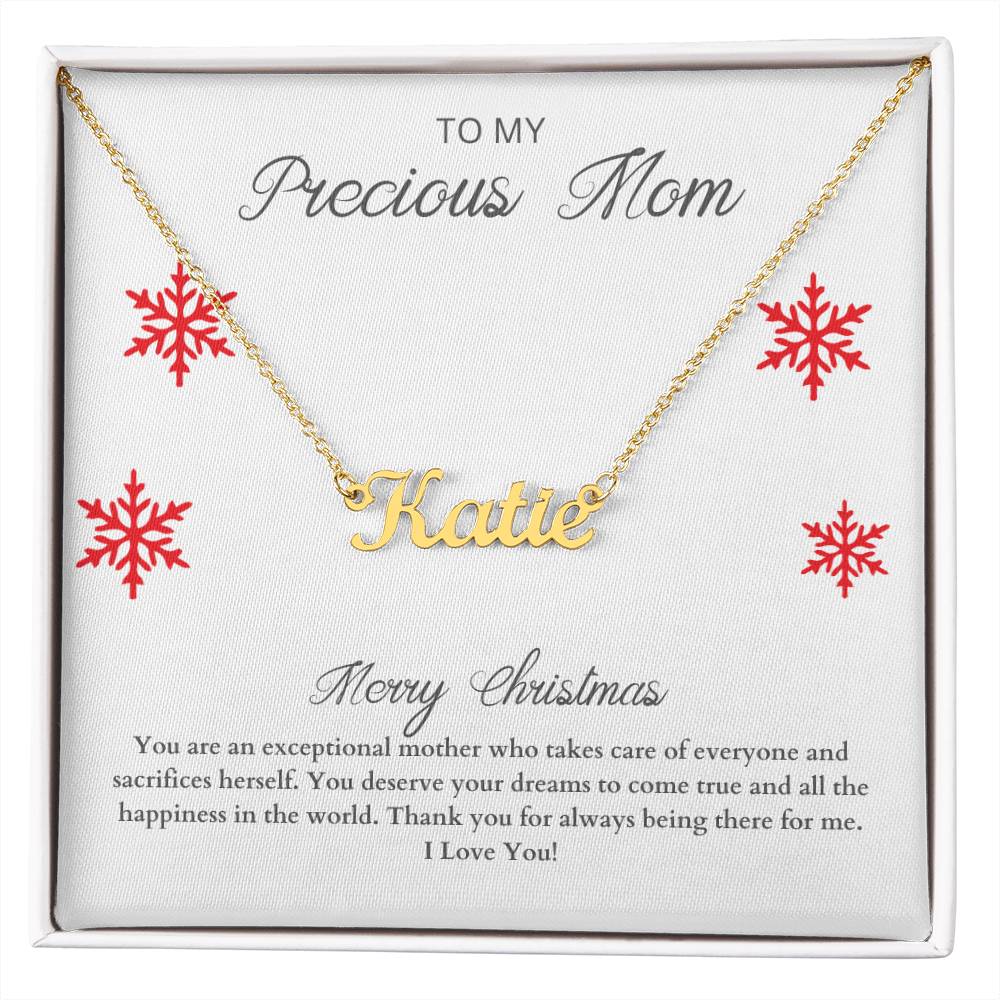 To My Precious Mom | Merry Christmas | Custom Name Necklace