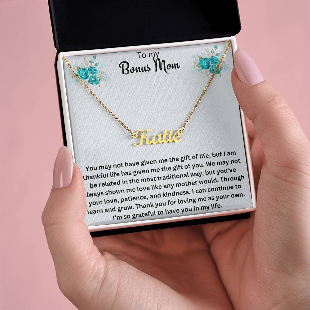 To My Bonus Mom | Thank You For Loving Me As Your Own | Name Necklace