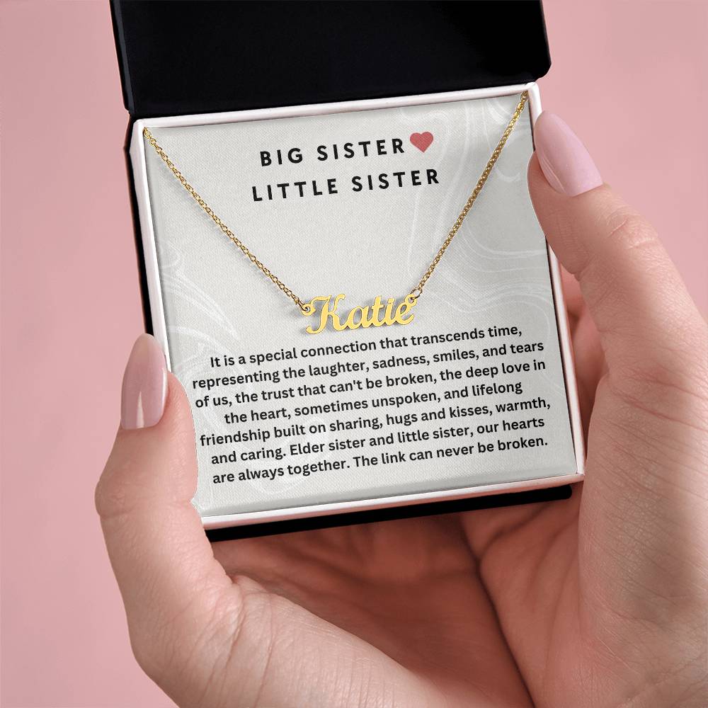 Big Sister Little Sister | Our Hearts Are Always Together | Name Necklace