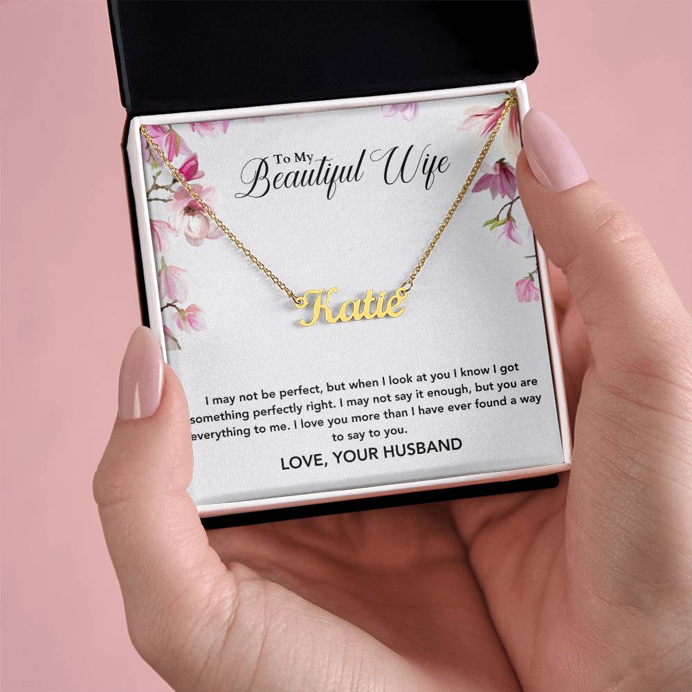 To My Beautiful Wife | You Are Everything To Me | Name Necklace