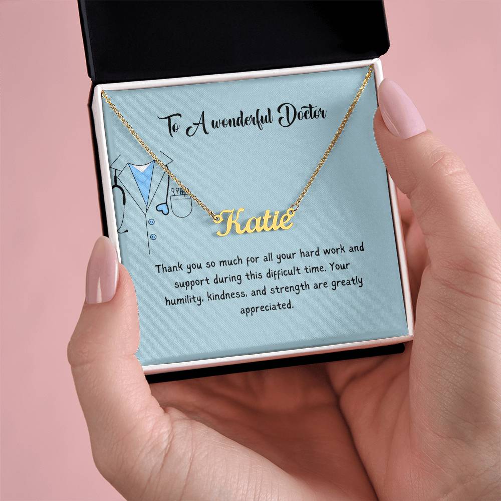To A Wonderful Doctor | Thank You For All Your Hard Work | Professional Name Necklace