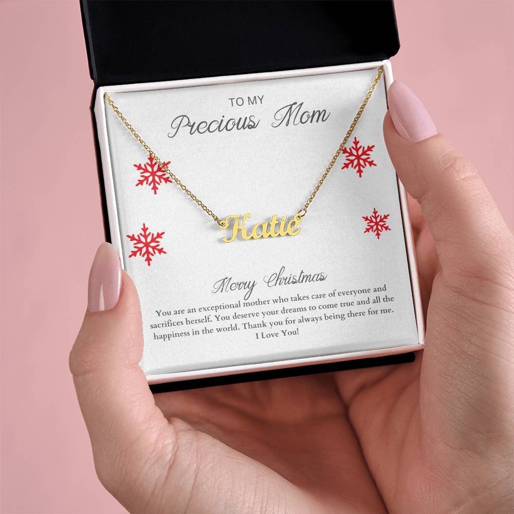 To My Precious Mom | Merry Christmas | Custom Name Necklace