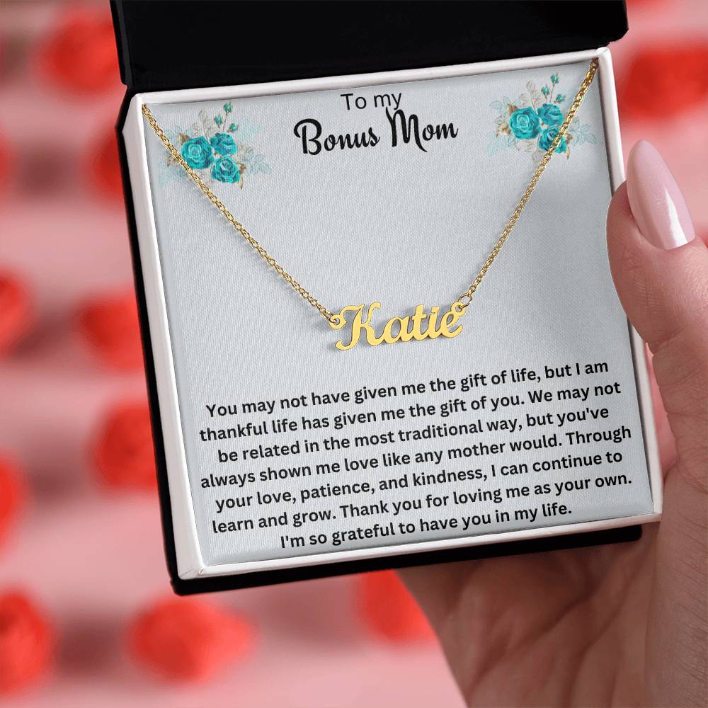 To My Bonus Mom | Thank You For Loving Me As Your Own | Name Necklace