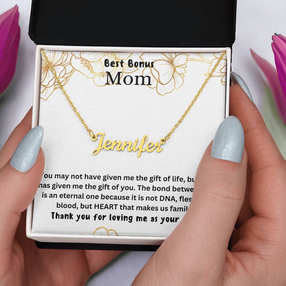 Best Bonus Mom | Life Gave Me The Gift Of You | Custom Name Necklace