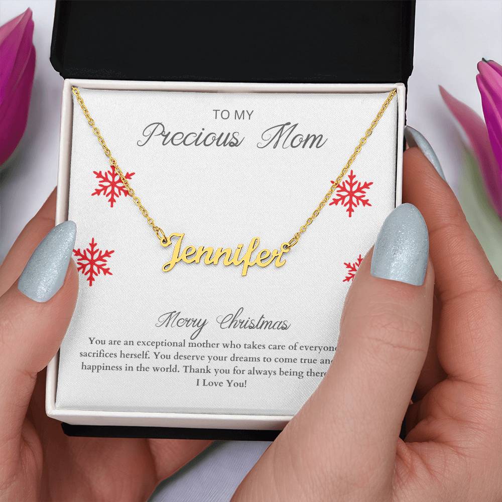 To My Precious Mom | Merry Christmas | Custom Name Necklace