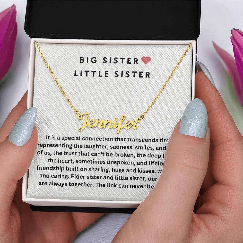 Big Sister Little Sister | Our Hearts Are Always Together | Name Necklace