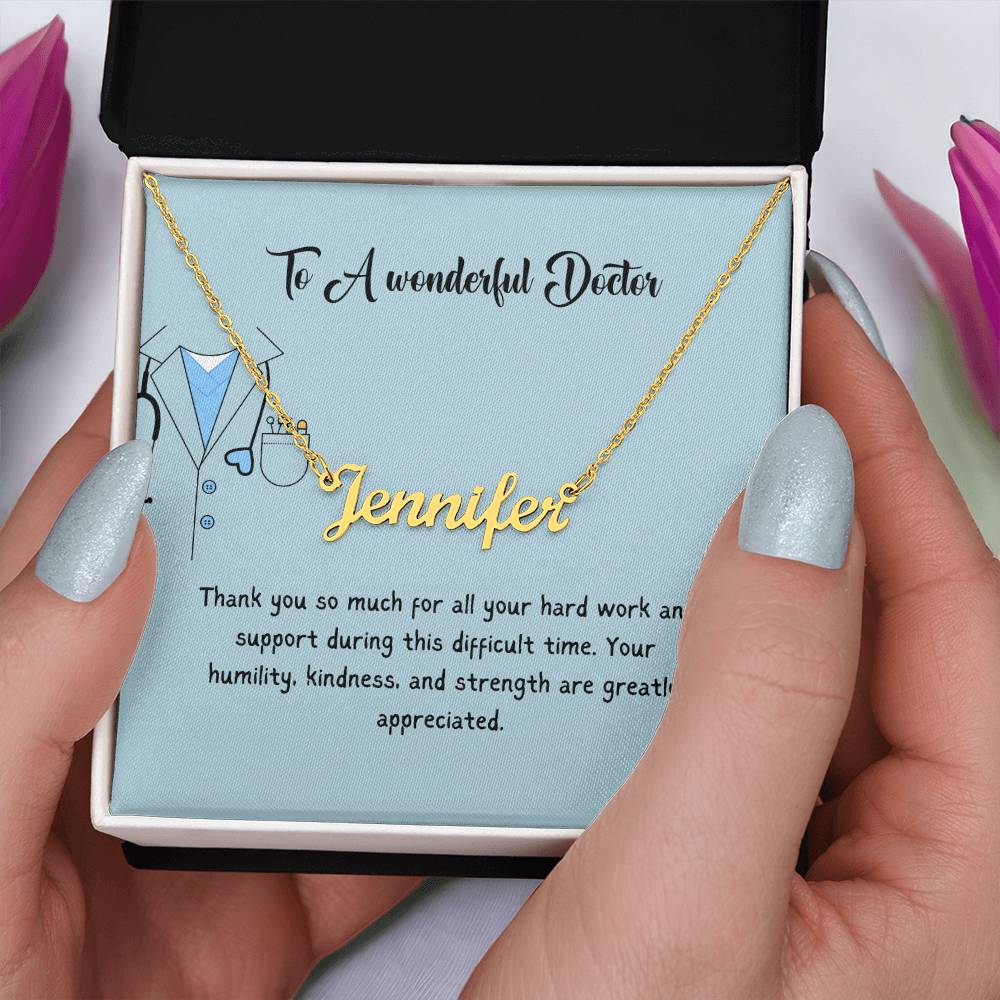 To A Wonderful Doctor | Thank You For All Your Hard Work | Professional Name Necklace