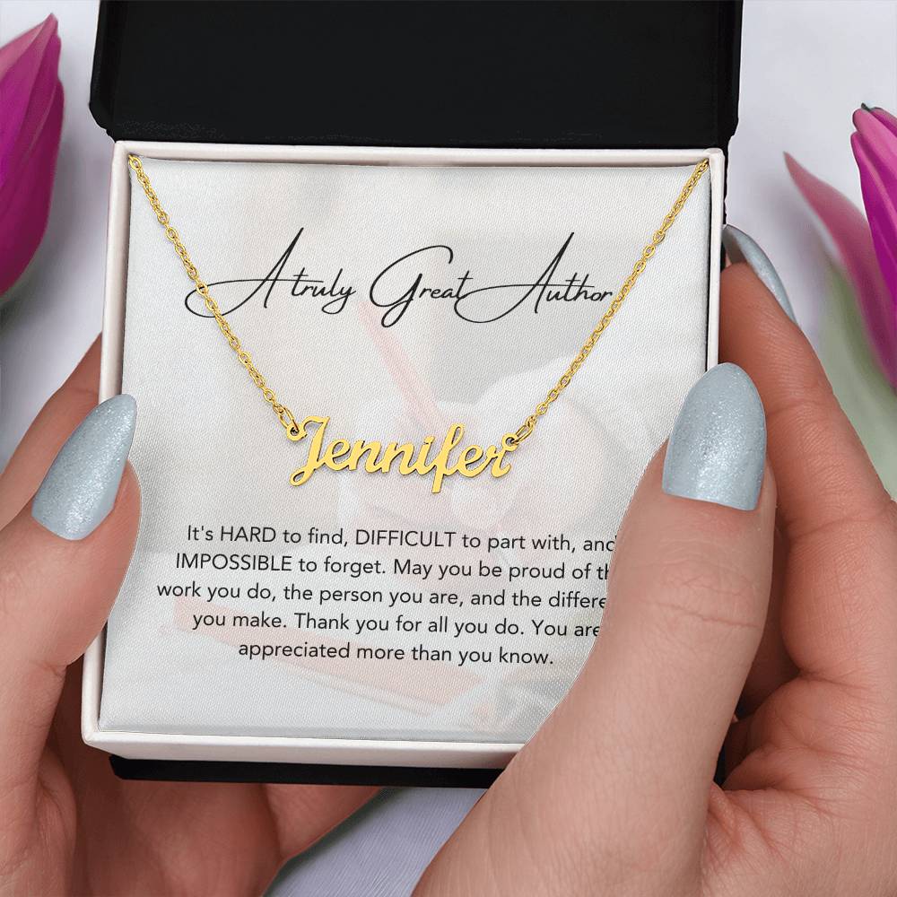 A Truly Great Author | Thank You For All You Do | Professional Name Necklace