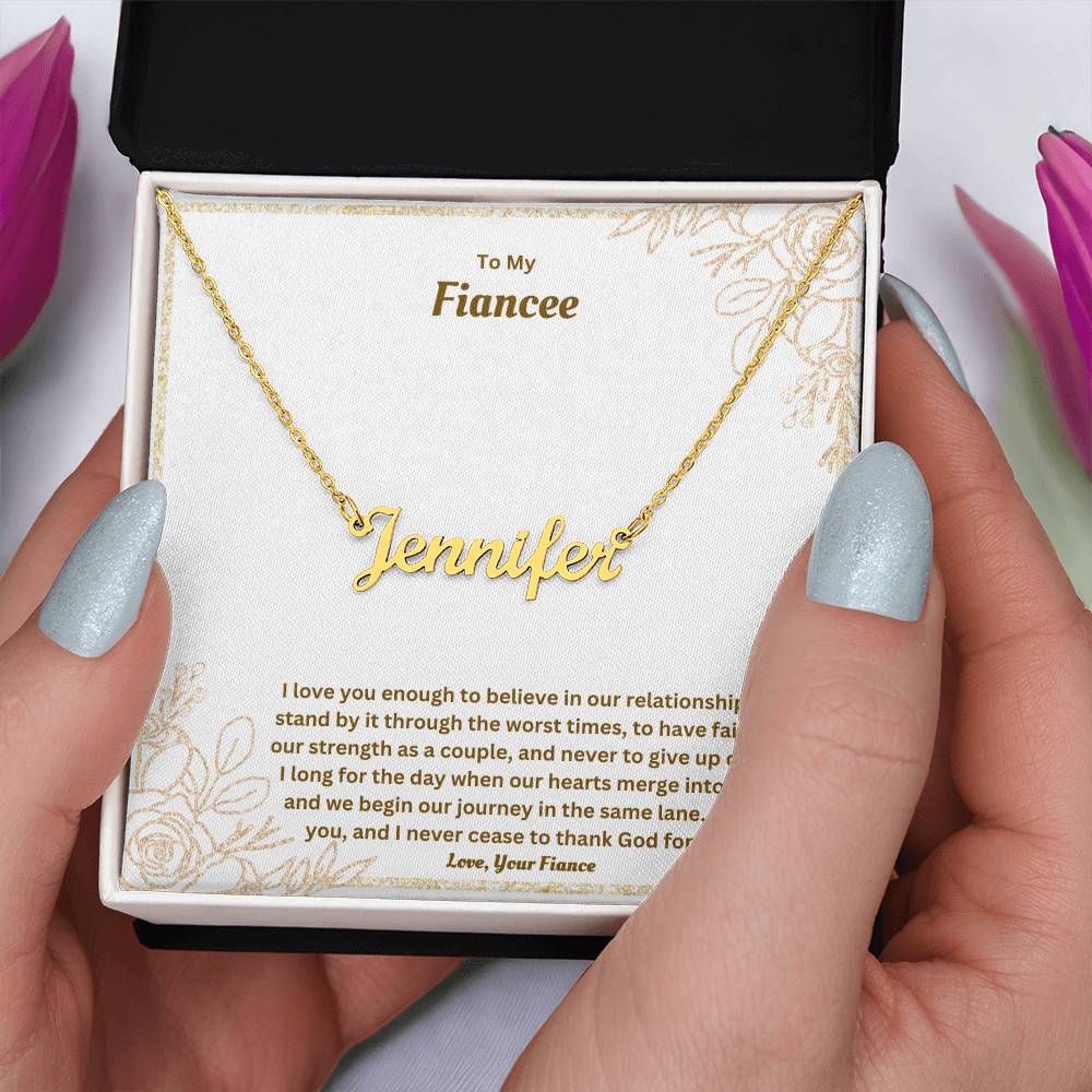 To My Fiancee | I Love You Enough | Custom Name Necklace