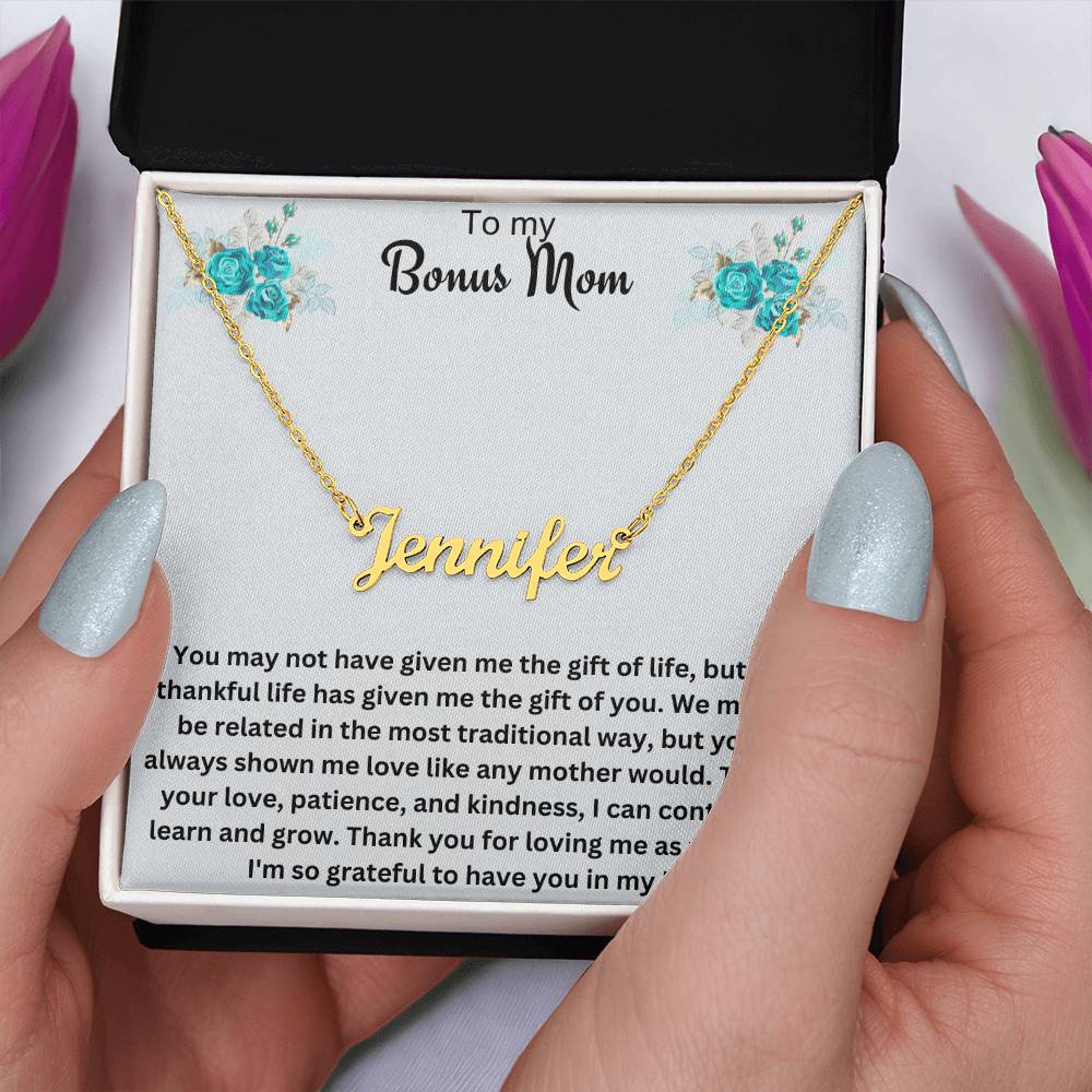 To My Bonus Mom | Thank You For Loving Me As Your Own | Name Necklace