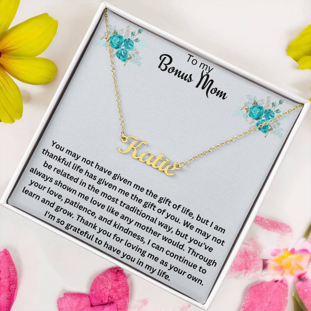 To My Bonus Mom | Thank You For Loving Me As Your Own | Name Necklace