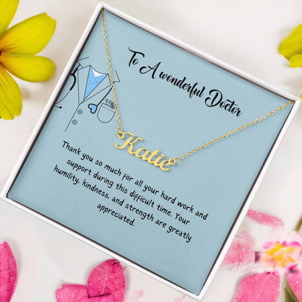 To A Wonderful Doctor | Thank You For All Your Hard Work | Professional Name Necklace