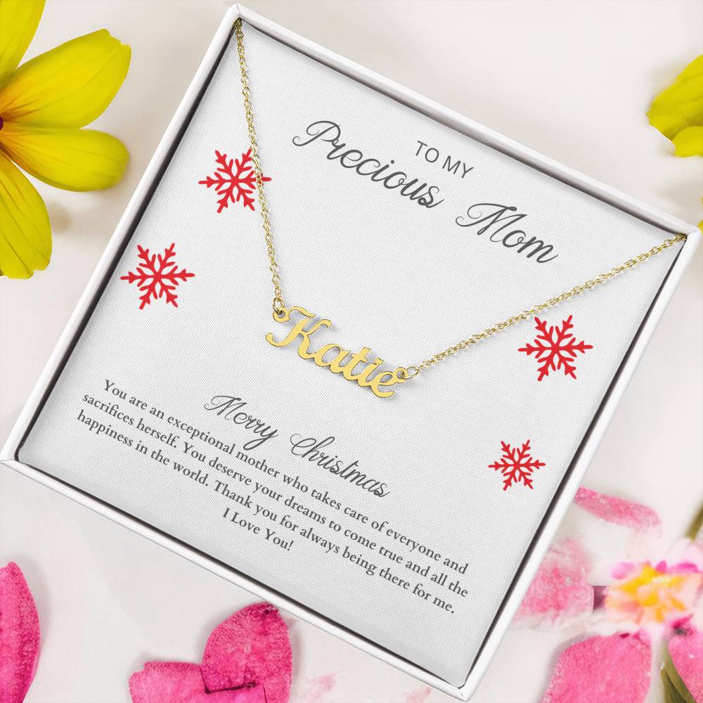 To My Precious Mom | Merry Christmas | Custom Name Necklace