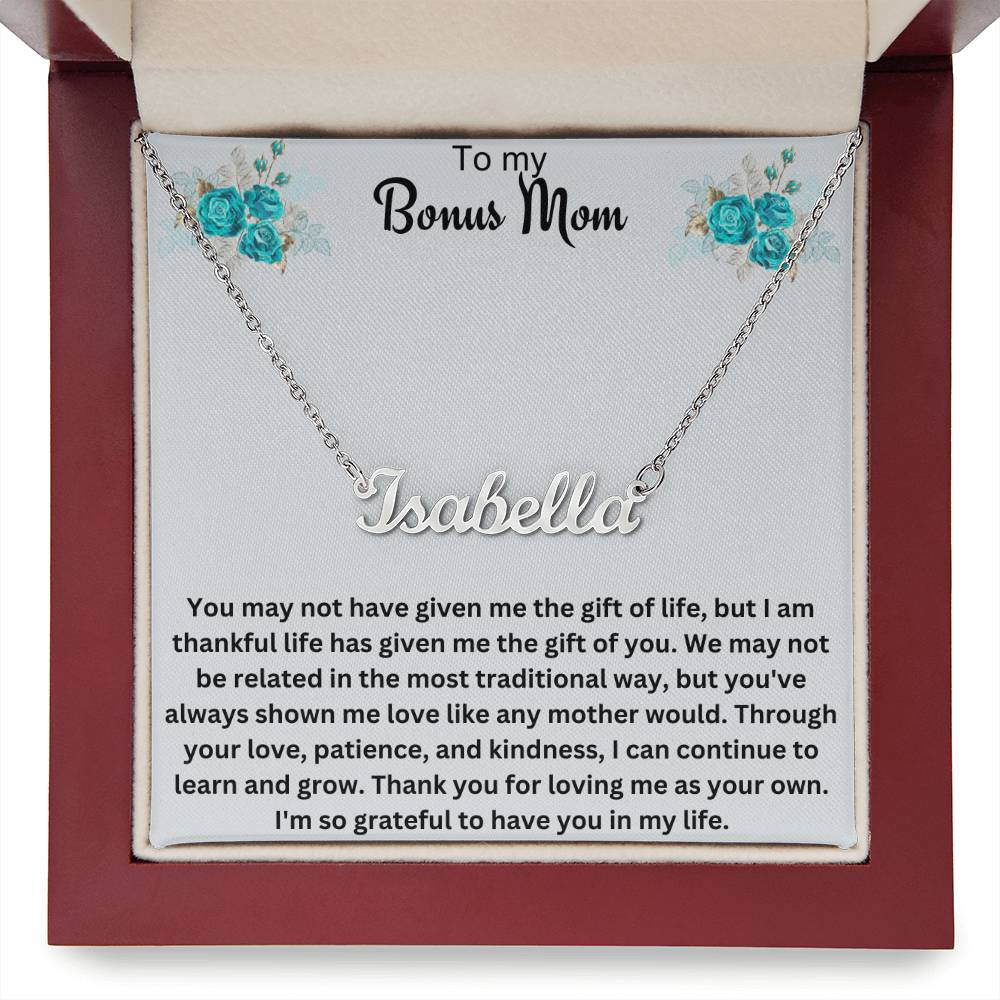 To My Bonus Mom | Thank You For Loving Me As Your Own | Name Necklace