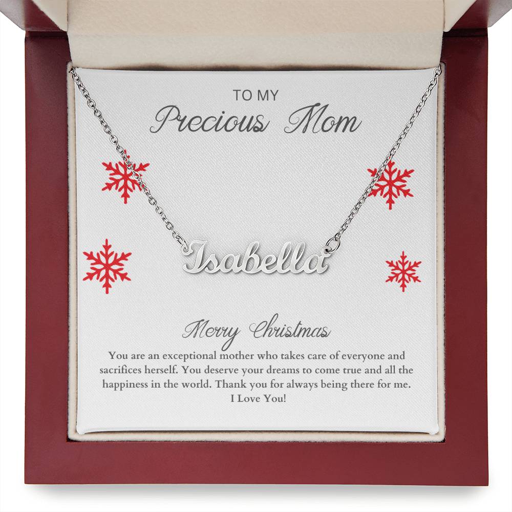 To My Precious Mom | Merry Christmas | Custom Name Necklace