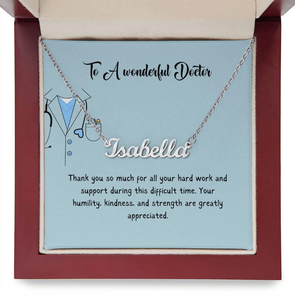 To A Wonderful Doctor | Thank You For All Your Hard Work | Professional Name Necklace