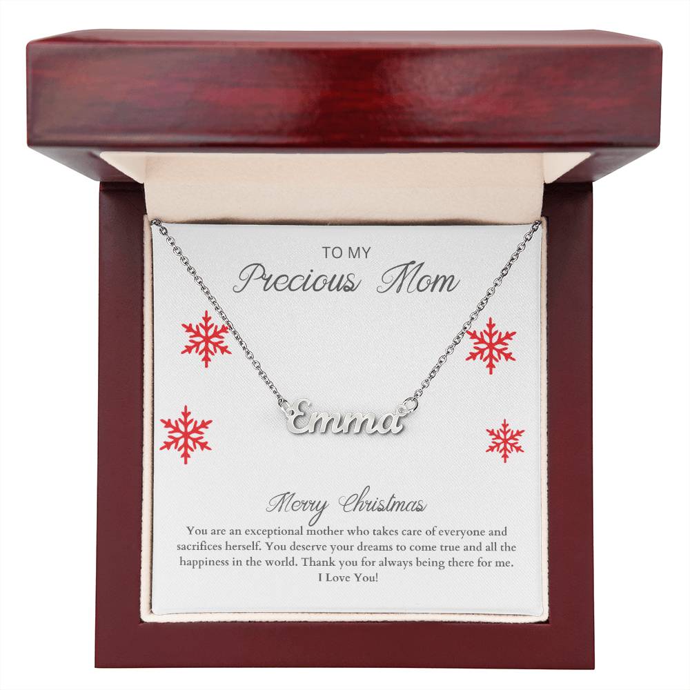 To My Precious Mom | Merry Christmas | Custom Name Necklace