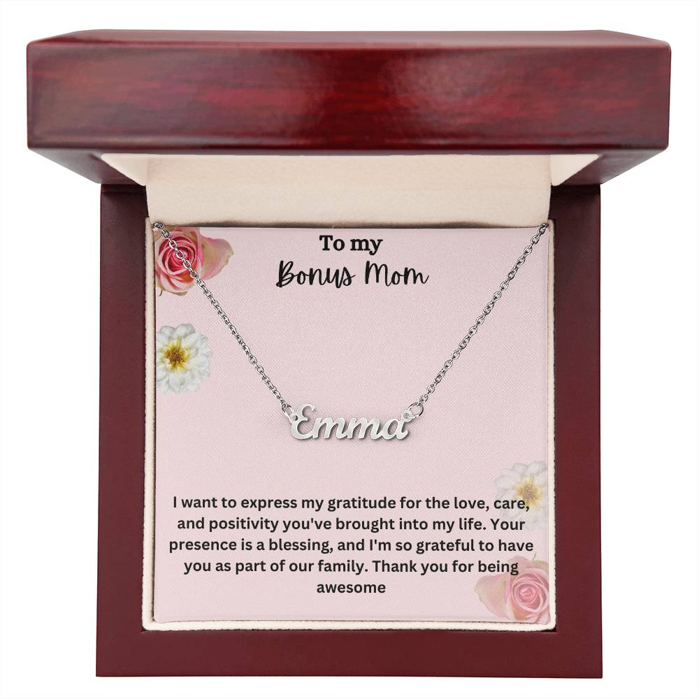 To My Bonus Mom | I Am Grateful To Have You | Custom Name Necklace