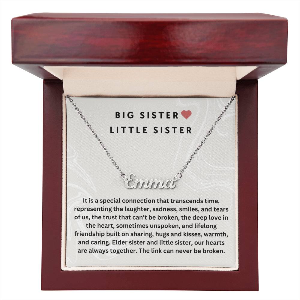 Big Sister Little Sister | Our Hearts Are Always Together | Name Necklace