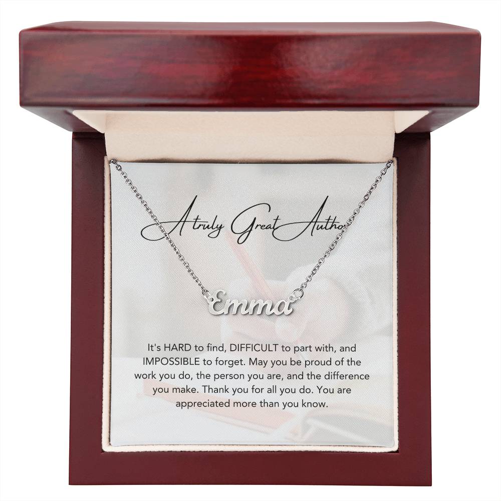 A Truly Great Author | Thank You For All You Do | Professional Name Necklace