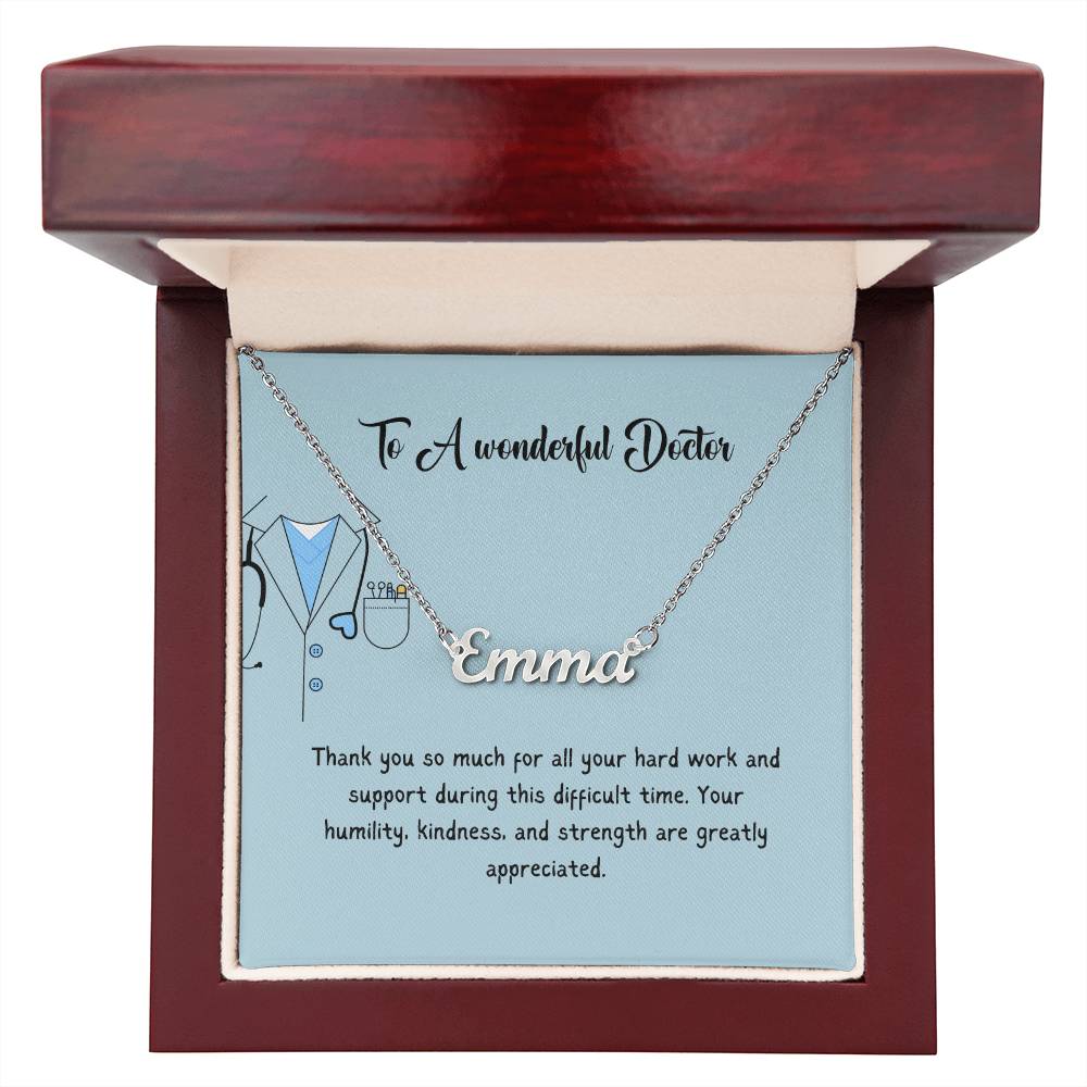 To A Wonderful Doctor | Thank You For All Your Hard Work | Professional Name Necklace