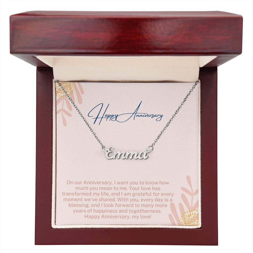 Happy Anniversary | Your Love Has Transformed My Life | Name Necklace