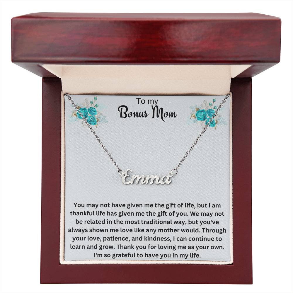 To My Bonus Mom | Thank You For Loving Me As Your Own | Name Necklace