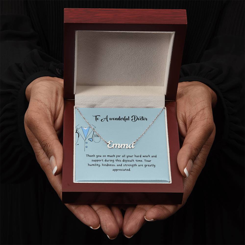 To A Wonderful Doctor | Thank You For All Your Hard Work | Professional Name Necklace
