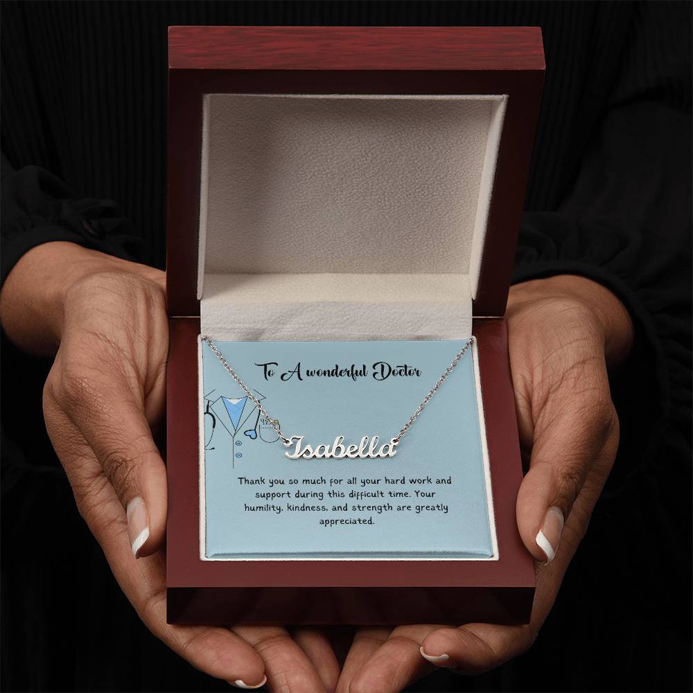 To A Wonderful Doctor | Thank You For All Your Hard Work | Professional Name Necklace