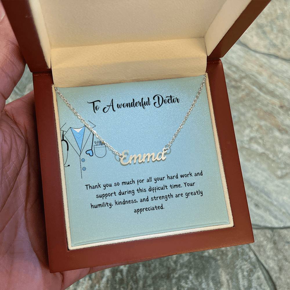 To A Wonderful Doctor | Thank You For All Your Hard Work | Professional Name Necklace