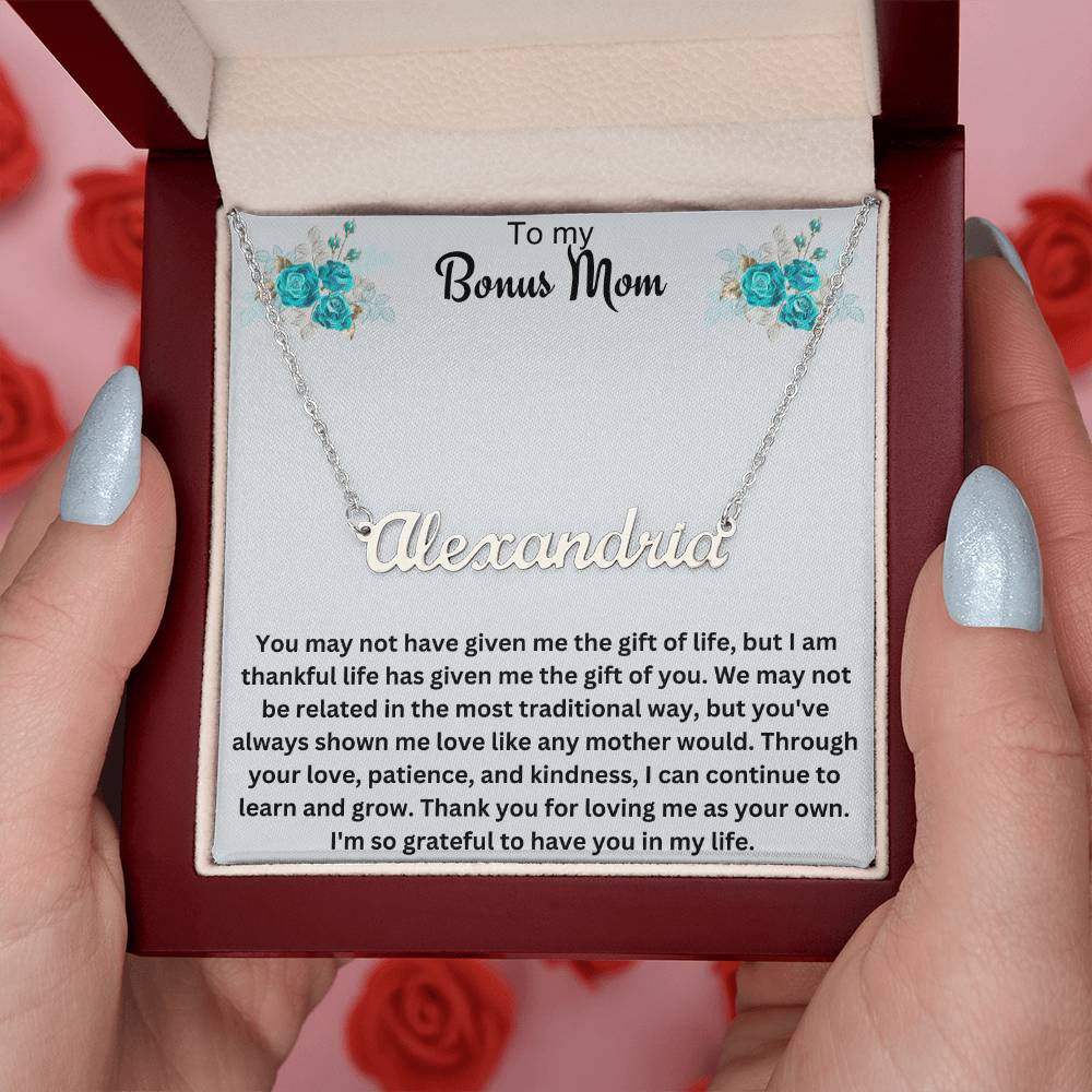 To My Bonus Mom | Thank You For Loving Me As Your Own | Name Necklace
