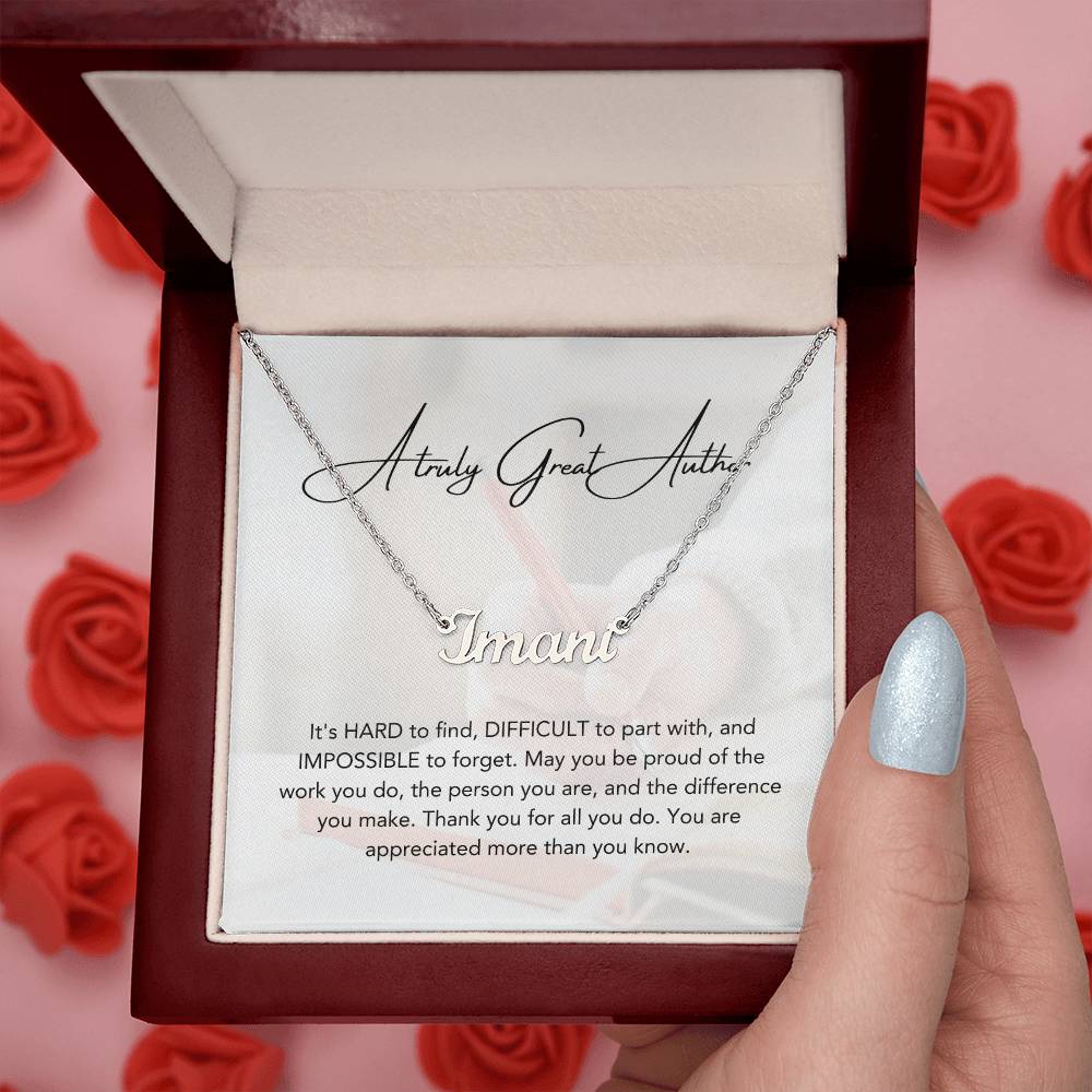 A Truly Great Author | Thank You For All You Do | Professional Name Necklace