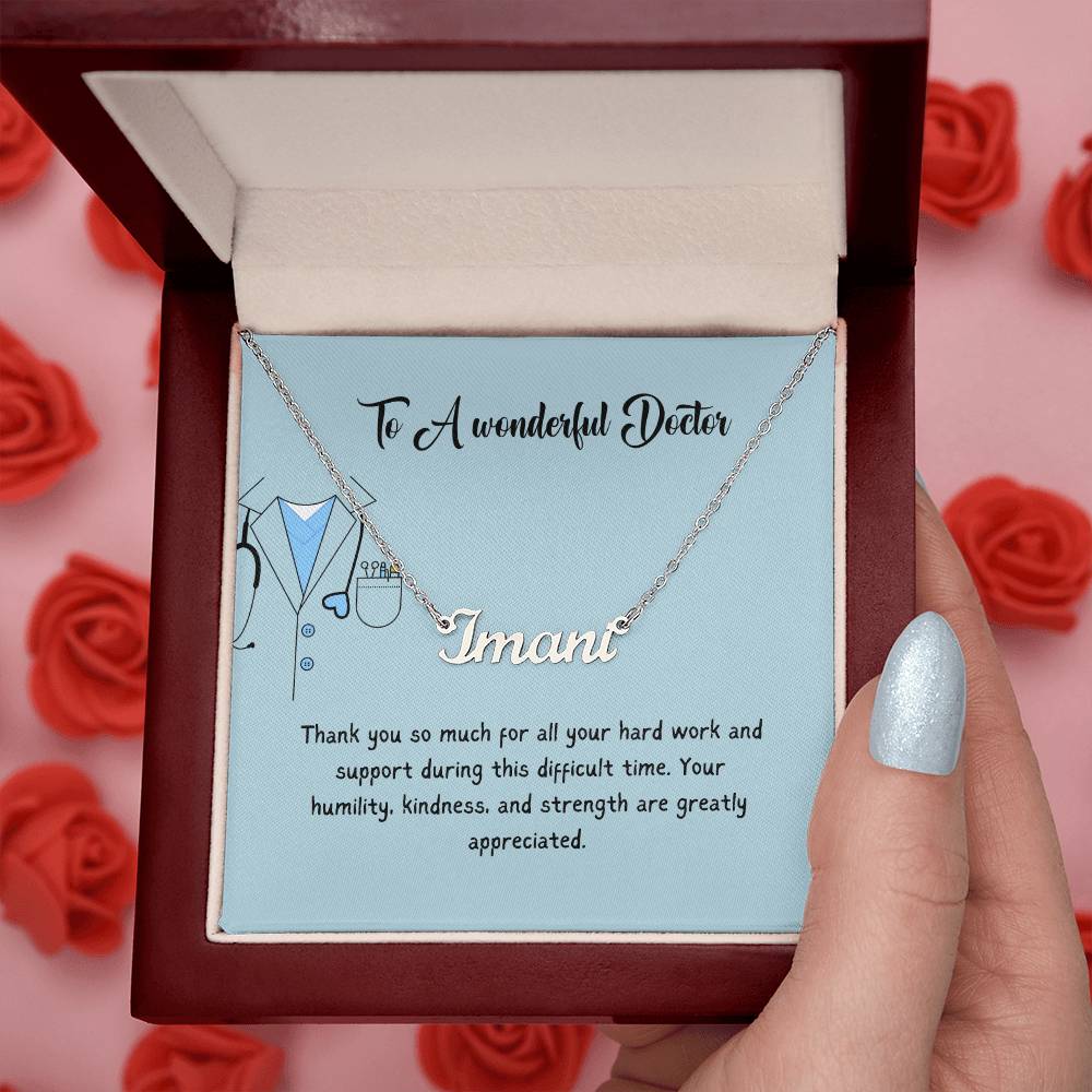 To A Wonderful Doctor | Thank You For All Your Hard Work | Professional Name Necklace