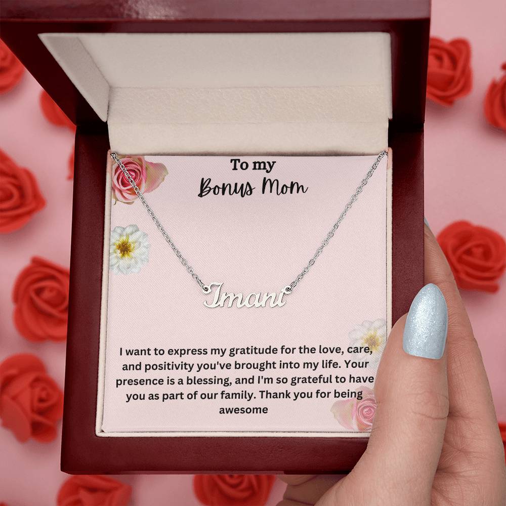 To My Bonus Mom | I Am Grateful To Have You | Custom Name Necklace