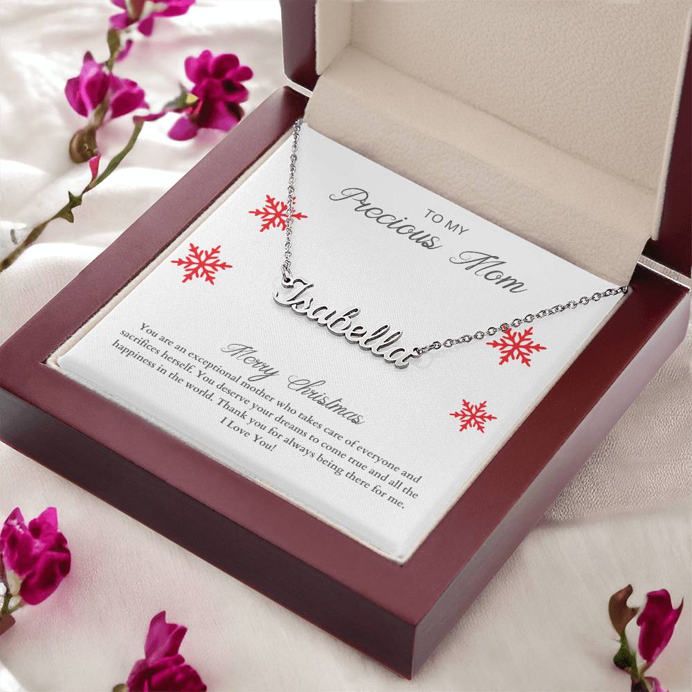 To My Precious Mom | Merry Christmas | Custom Name Necklace