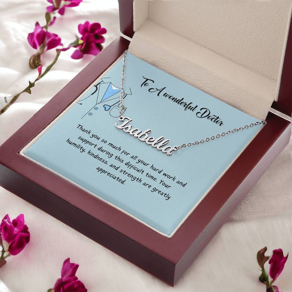 To A Wonderful Doctor | Thank You For All Your Hard Work | Professional Name Necklace