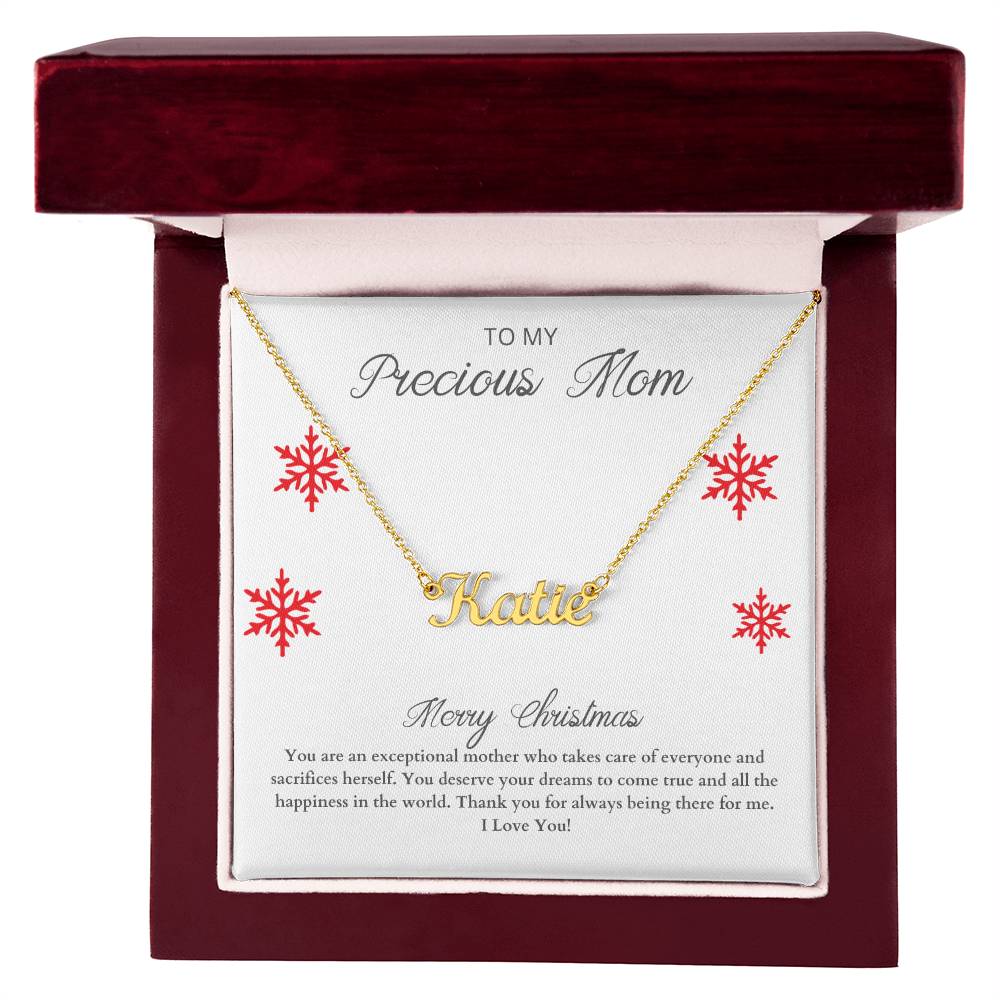 To My Precious Mom | Merry Christmas | Custom Name Necklace