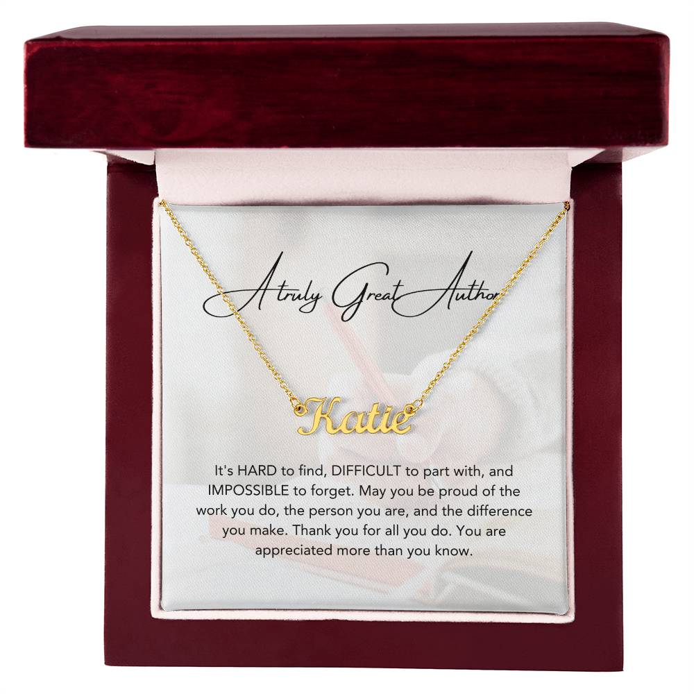 A Truly Great Author | Thank You For All You Do | Professional Name Necklace