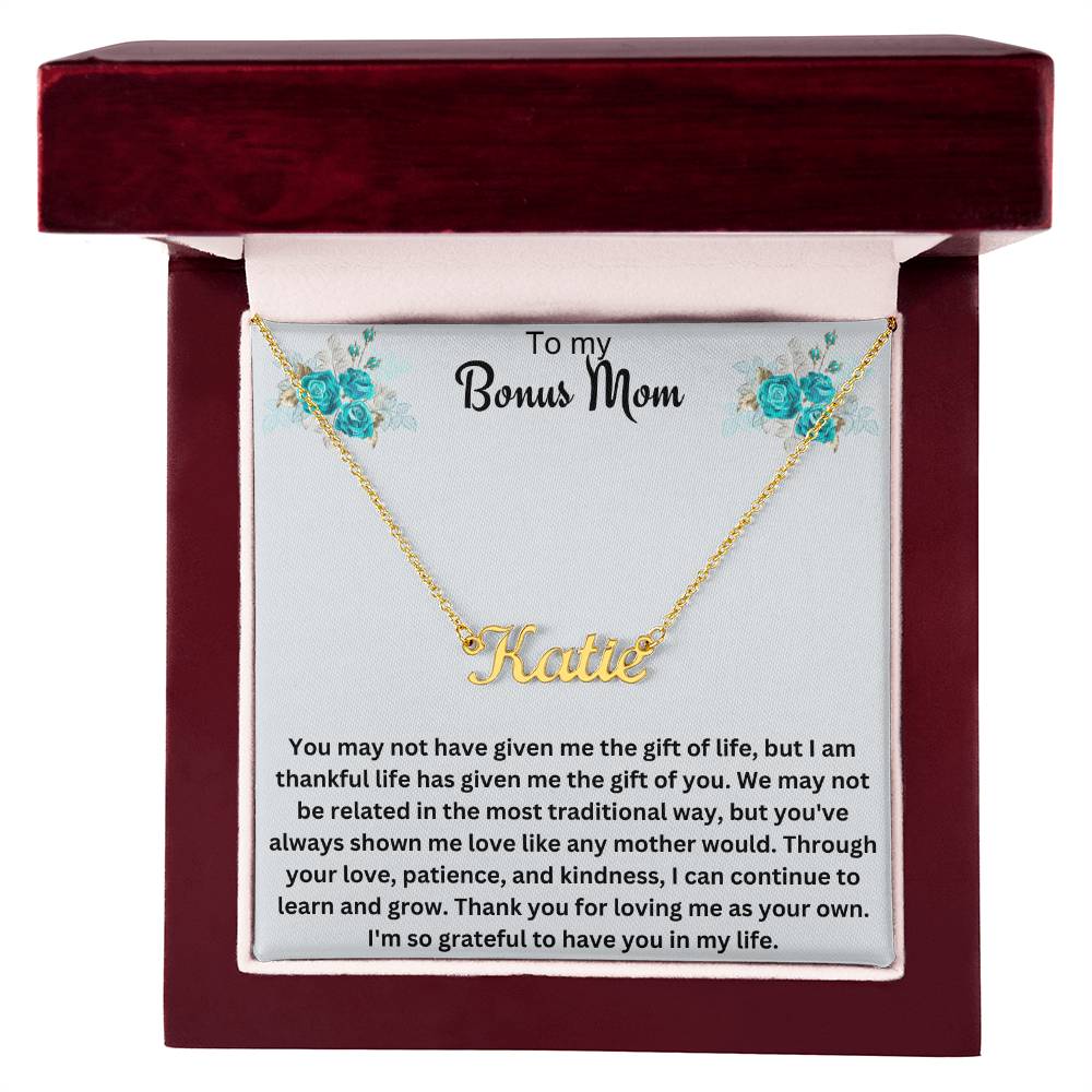 To My Bonus Mom | Thank You For Loving Me As Your Own | Name Necklace