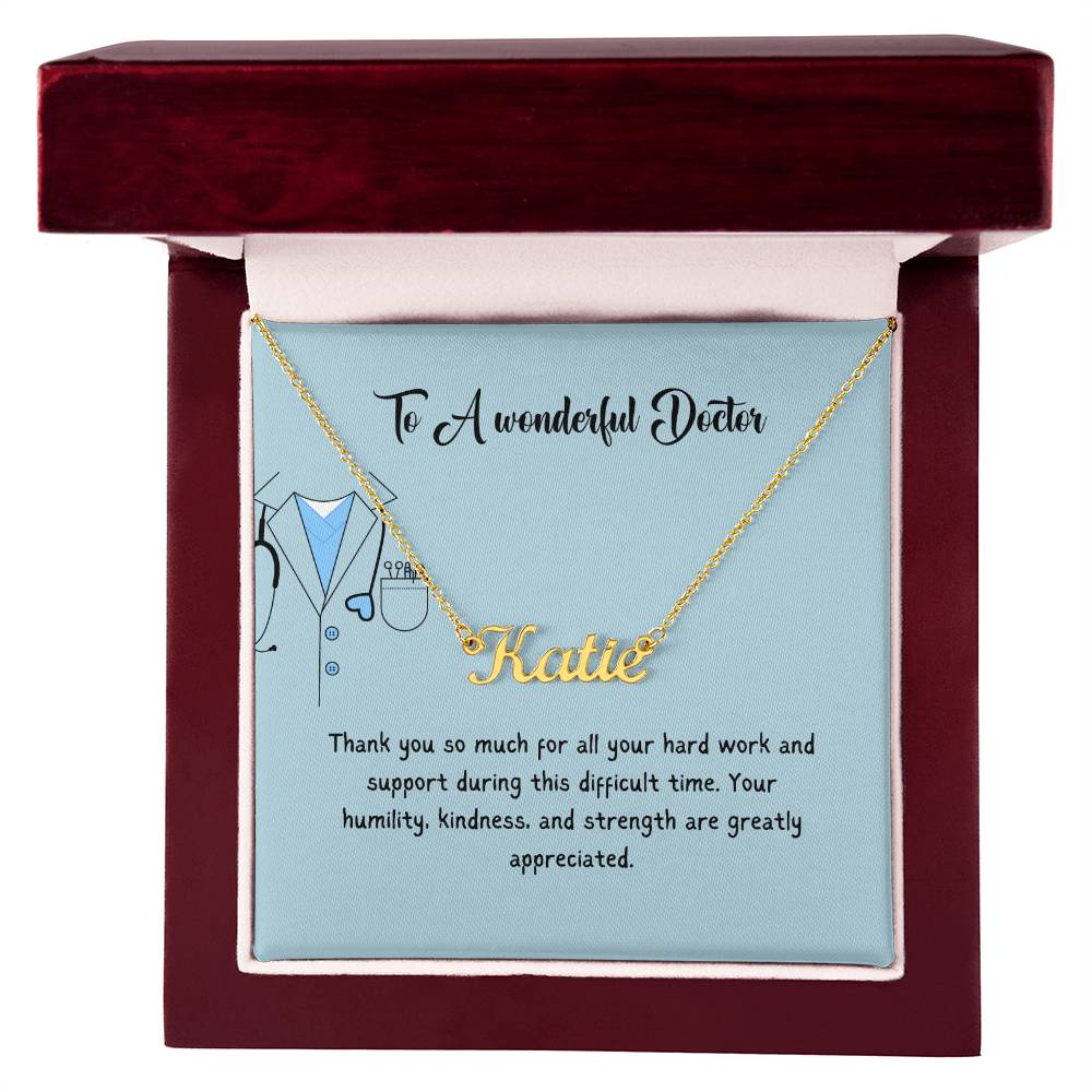 To A Wonderful Doctor | Thank You For All Your Hard Work | Professional Name Necklace