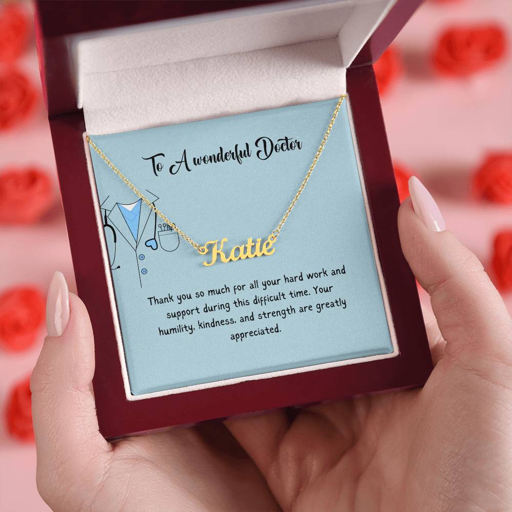To A Wonderful Doctor | Thank You For All Your Hard Work | Professional Name Necklace
