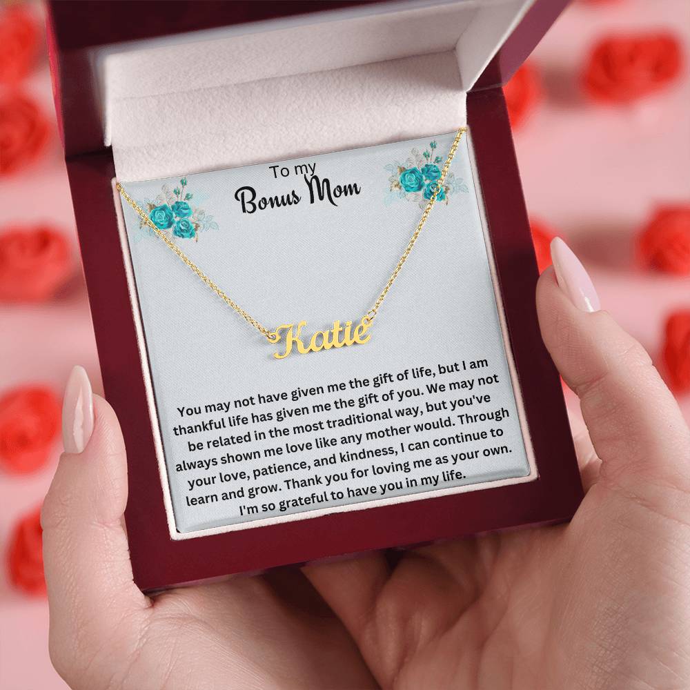 To My Bonus Mom | Thank You For Loving Me As Your Own | Name Necklace