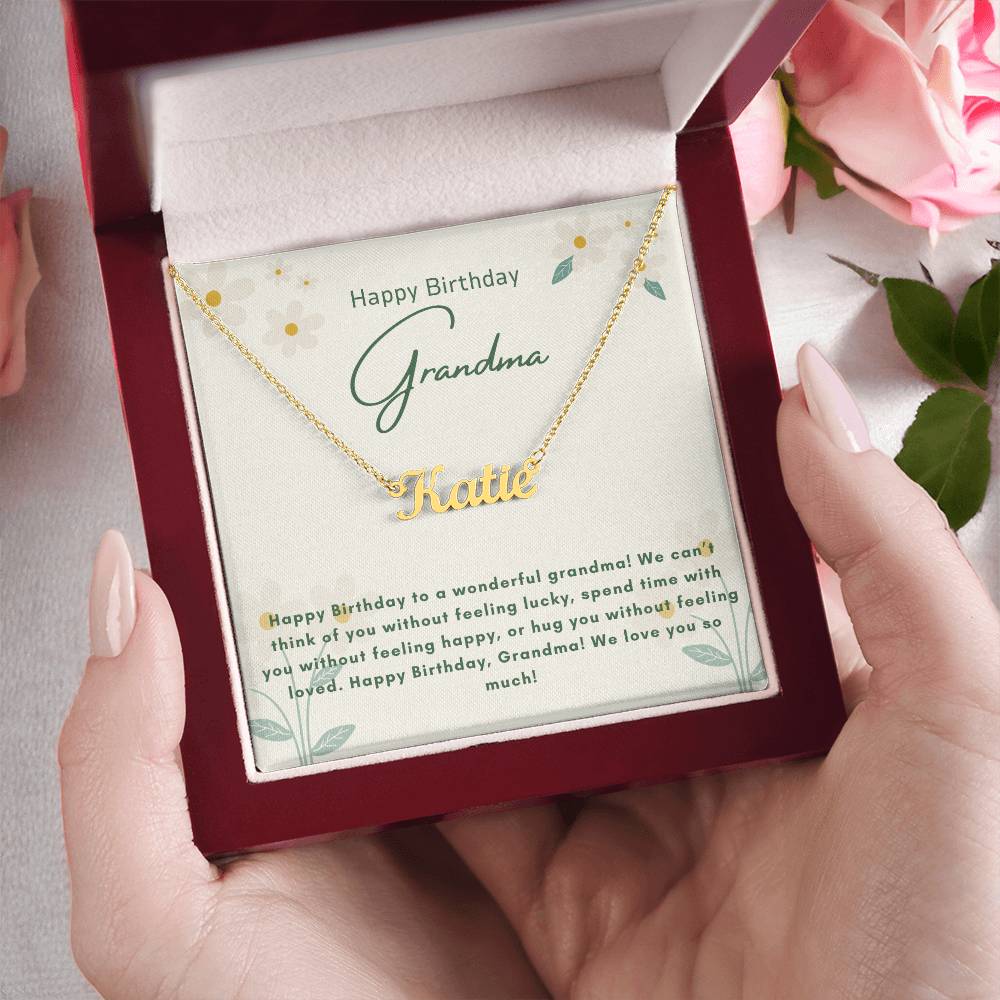Happy Birthday Grandma | We Love You So Much | Name Pendant Necklace