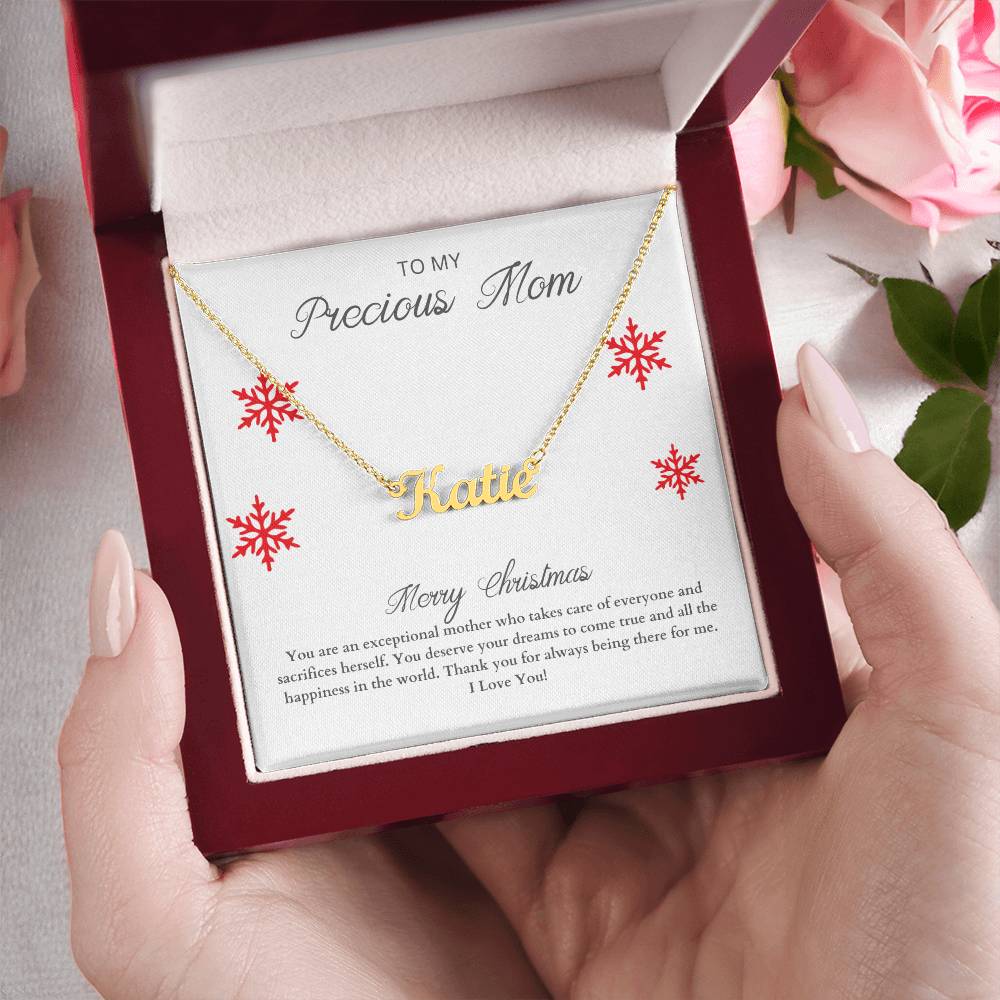 To My Precious Mom | Merry Christmas | Custom Name Necklace