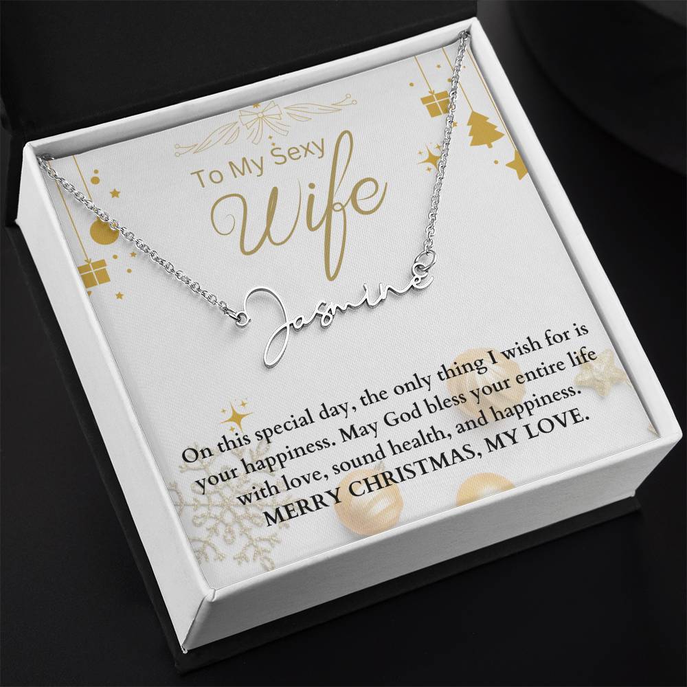 To My Sexy Wife | Merry Christmas | Name Necklace Gift