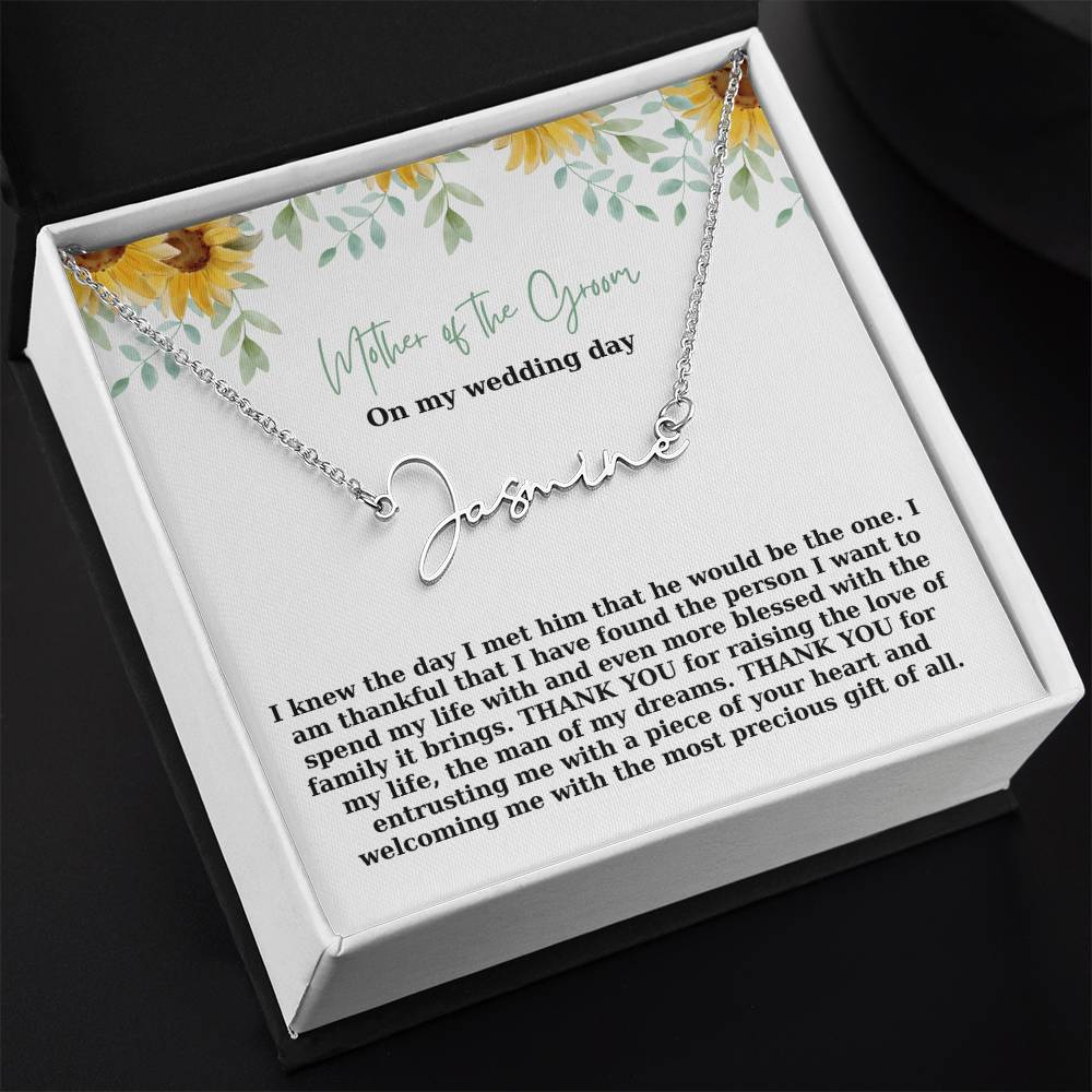Mother Of The Groom On My Wedding Day | Name Necklace