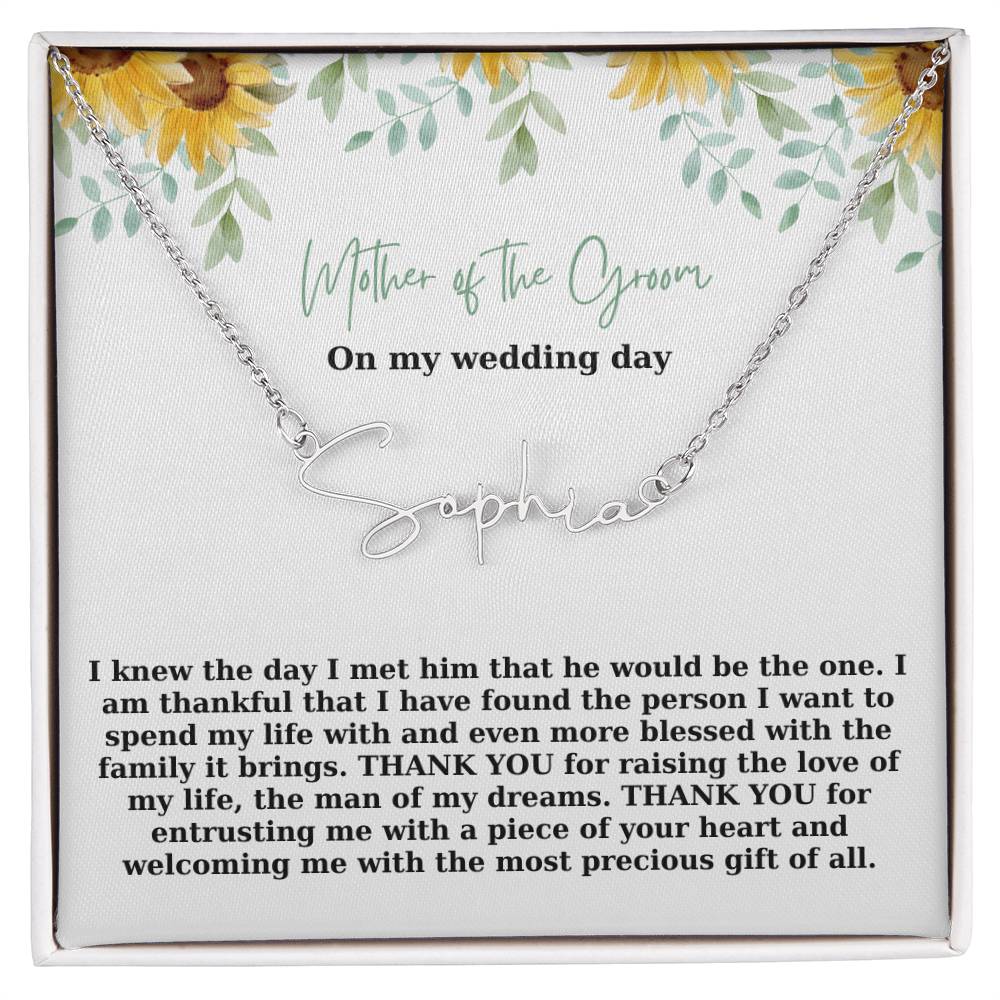 Mother Of The Groom On My Wedding Day | Name Necklace
