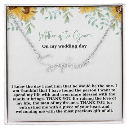 Mother Of The Groom On My Wedding Day | Name Necklace