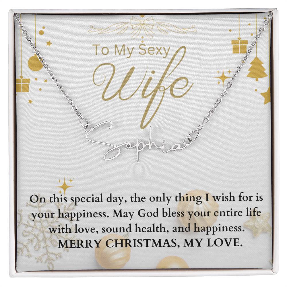 To My Sexy Wife | Merry Christmas | Name Necklace Gift