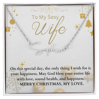 To My Sexy Wife | Merry Christmas | Name Necklace Gift